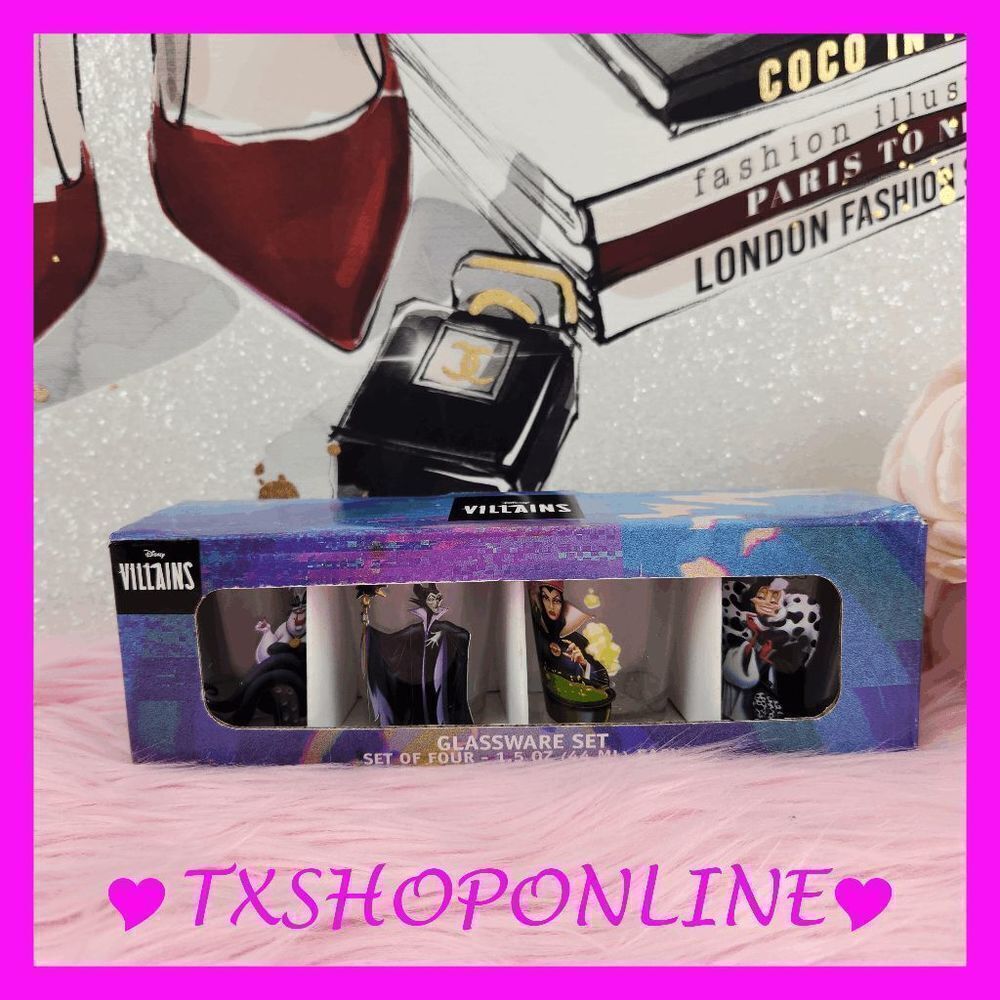❣️🍷4 pc {Villains} Disney glassware❣️🍷 NEW
